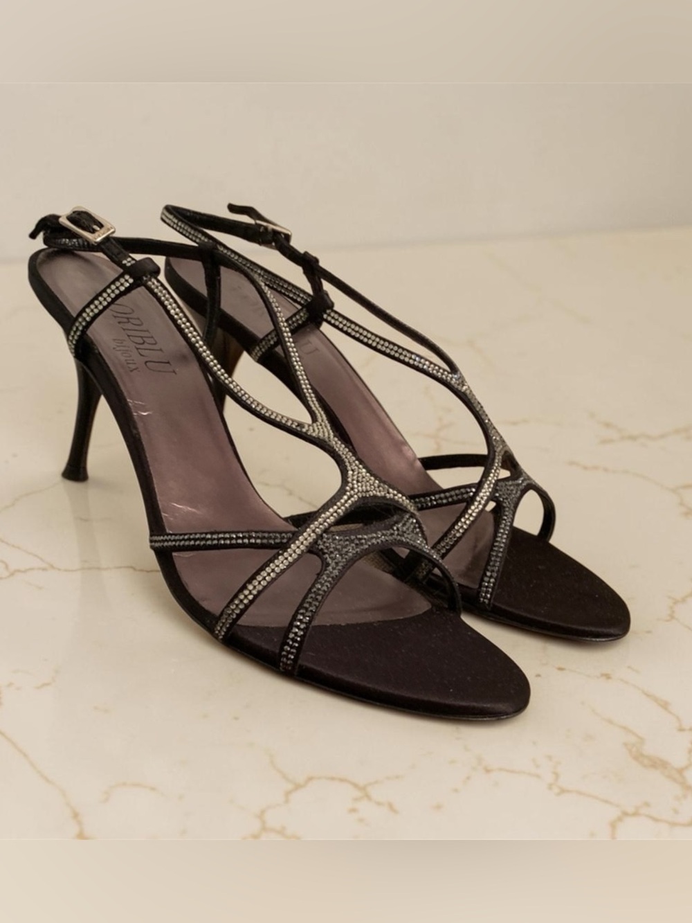 LORIBLU Black Strappy Heels
